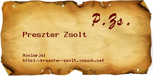 Preszter Zsolt névjegykártya